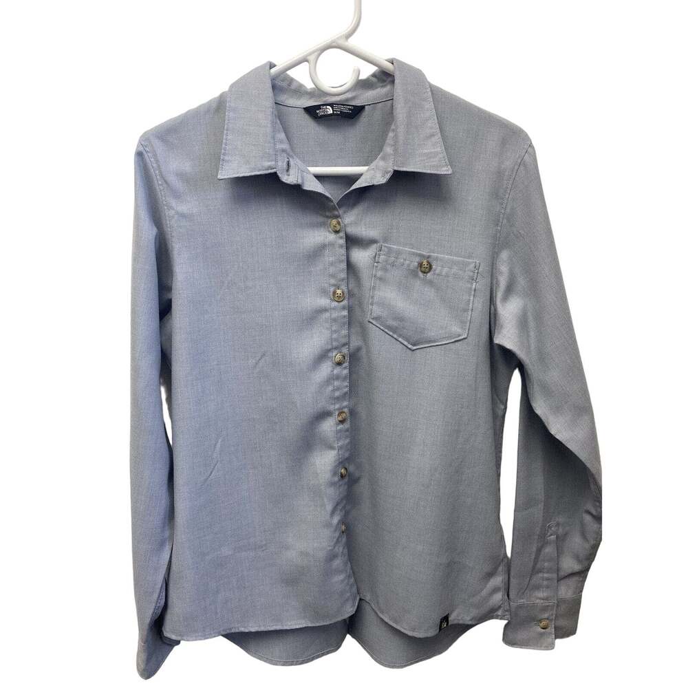 The North Face Blouse Women's Size Medium Blue Long Sleeve Button Up Shirt